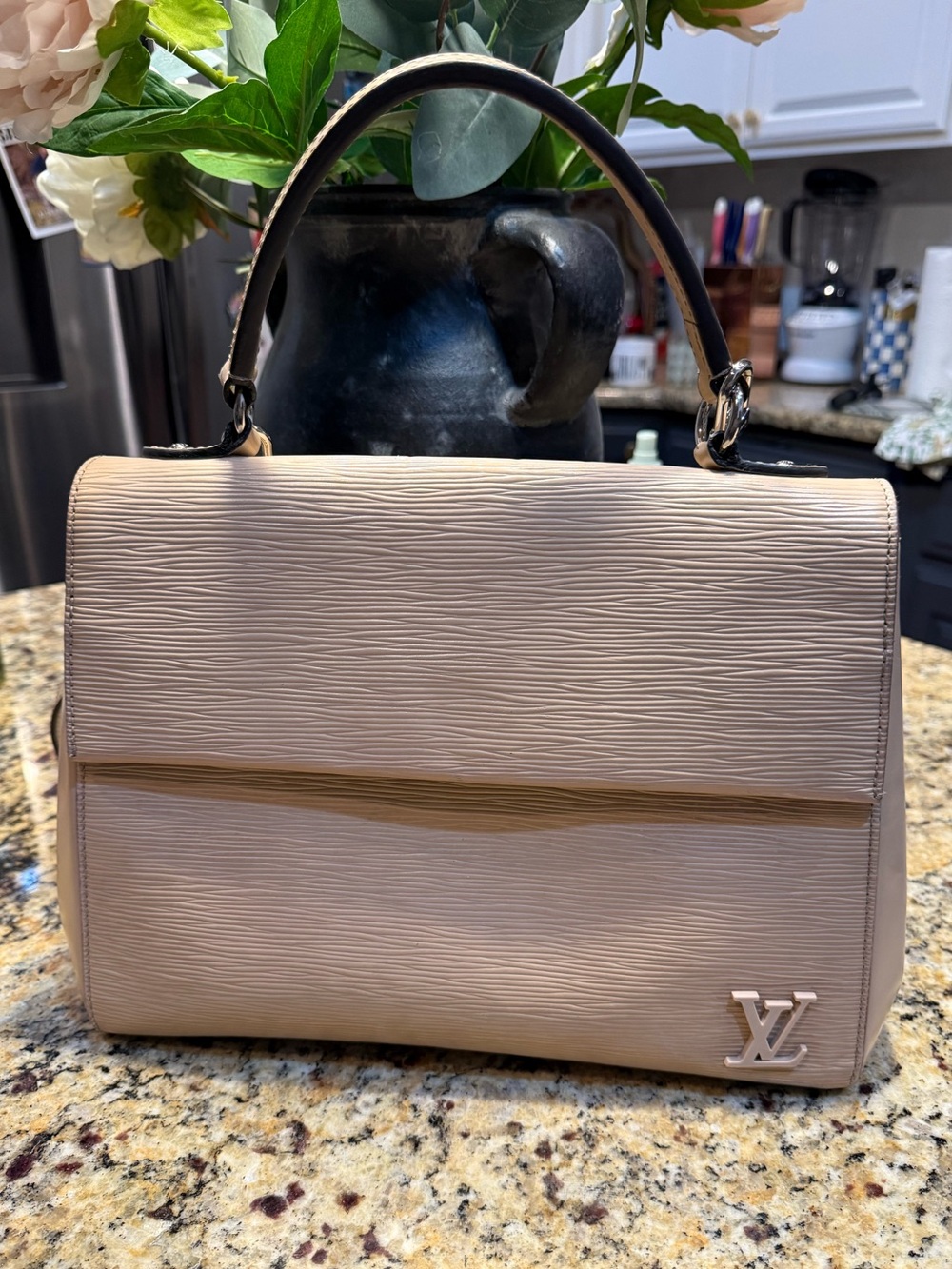 Louis Vuitton Cluny MM Dune Epi Leather Top Handle Bag and removable strap